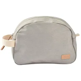 Beaba - Trousse de toilette bébé en canvas gris perle avec anse et poches intérieures