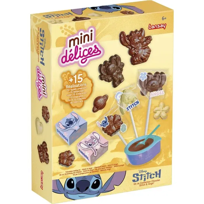 Lansay - Kit de confection chocolat Stitch & Angel - Mini délices - Crée des chocolats et sucettes - À partir de 6 ans Lansay - Kit de confection chocolat Stitch & Angel - Mini délices - Crée des chocolats et sucettes - À partir de 6 ans