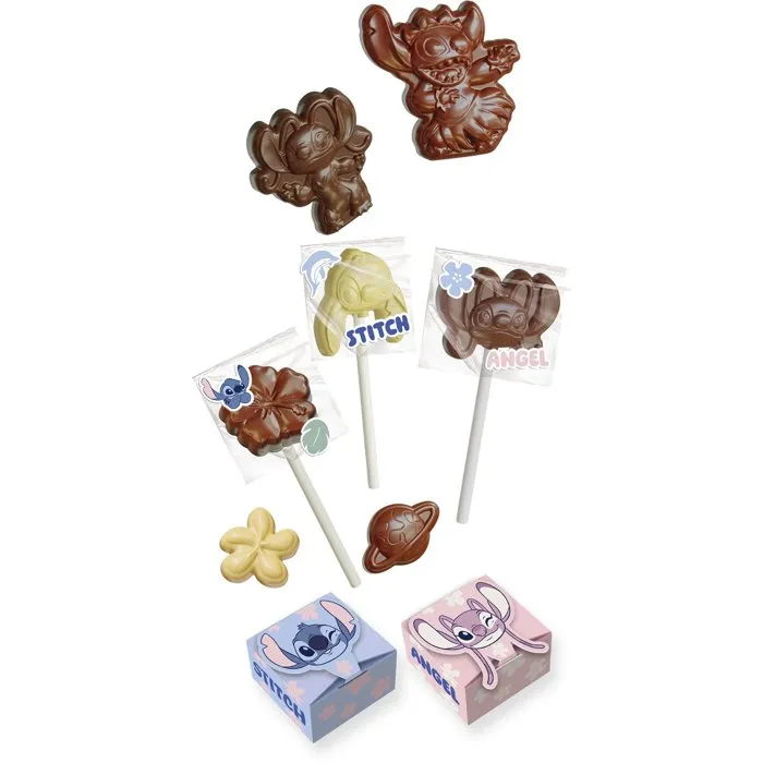 Lansay - Kit de confection chocolat Stitch & Angel - Mini délices - Crée des chocolats et sucettes - À partir de 6 ans Lansay - Kit de confection chocolat Stitch & Angel - Mini délices - Crée des chocolats et sucettes - À partir de 6 ans