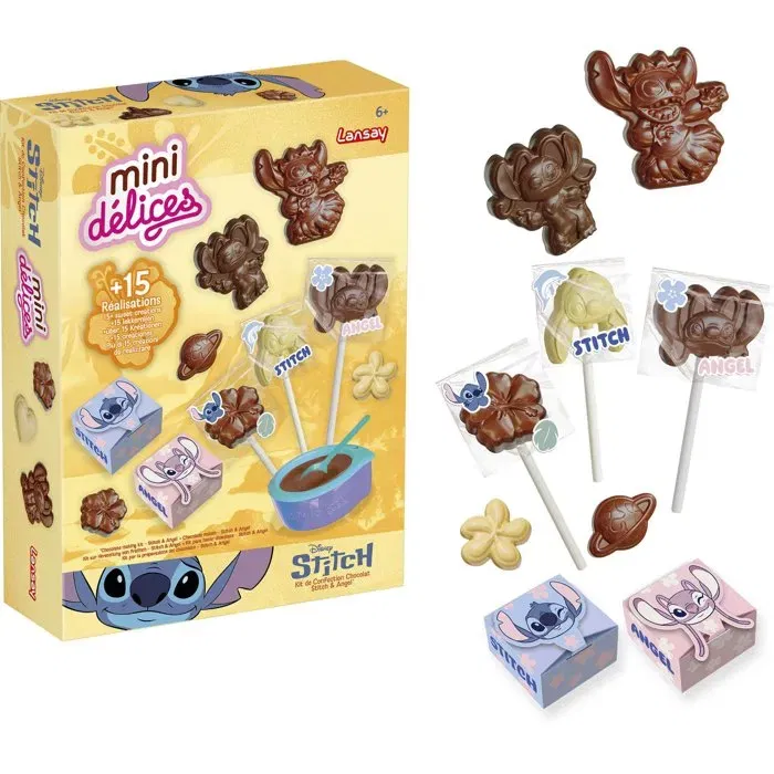 Lansay - Kit de confection chocolat Stitch & Angel - Mini délices - Crée des chocolats et sucettes - À partir de 6 ans Lansay - Kit de confection chocolat Stitch & Angel - Mini délices - Crée des chocolats et sucettes - À partir de 6 ans