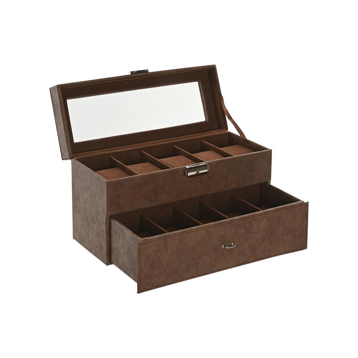 Boîte à bijoux Home ESPRIT Marron Polyuréthane Verre Bois MDF 27,5 X 11 X 15,5 CM Boîte à bijoux Home ESPRIT Marron Polyuréthane Verre Bois MDF 27,5 X 11 X 15,5 CM