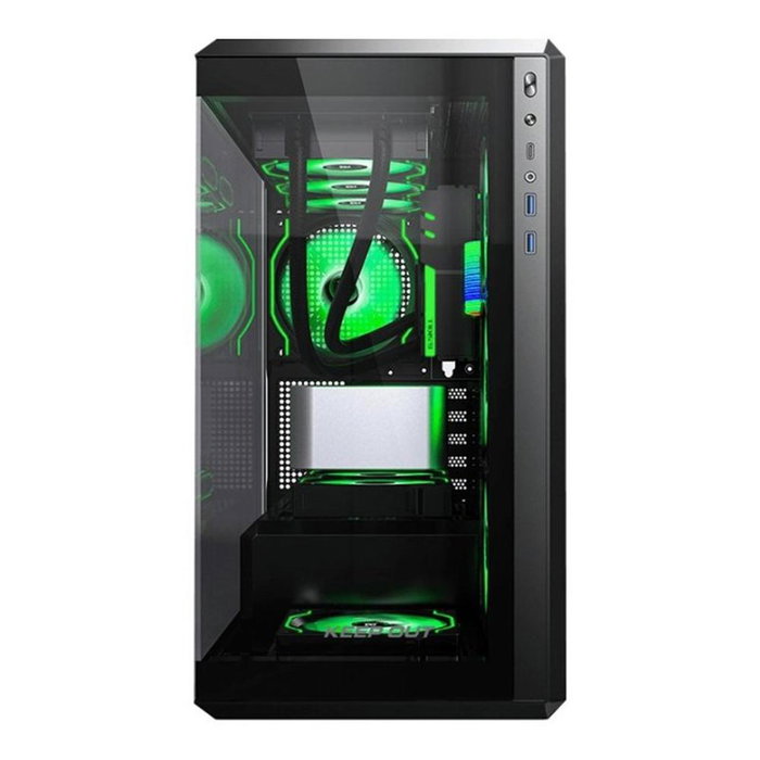 Keep Out XC-905 PRO+ Boîtier PC Gaming Micro-ATX/ITX, Vitre Trempée, Noir, 2x USB 3.0