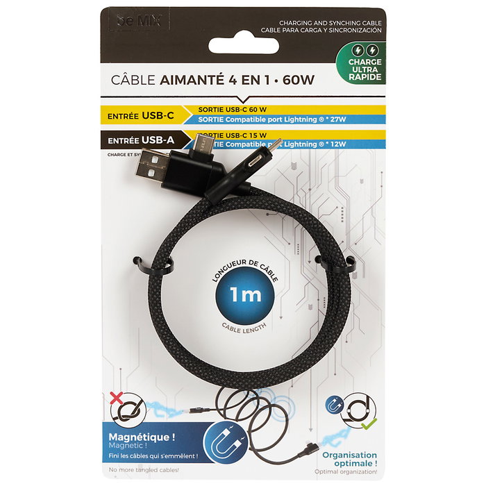 Be Mix Câble Magnétique 4 en 1 60W Be Mix Câble Magnétique 4 en 1 60W