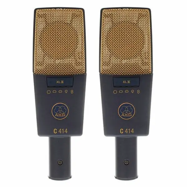 AKG C414Xlii Set Stéréo de Microphones avec 9 Patrons Polaires, Réponse 20Hz-20kHz, Pad 6/12/18dB, Filtre Passe-Haut