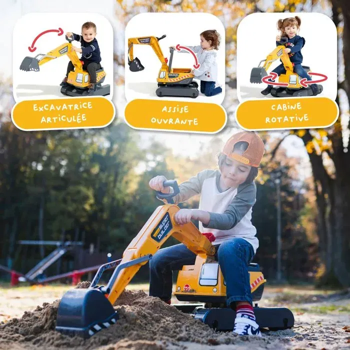 FALK Super Builder Pelleteuse Jouet avec Cabine Rotative 360° et Pelle Articulée - Fabrication Française - Pour Enfants 3 à 7 Ans