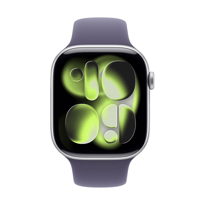 Apple Watch Series 11 GPS - 46mm - Boîtier Silver Aluminium - Bracelet Purple Fog Sport Band - M/L