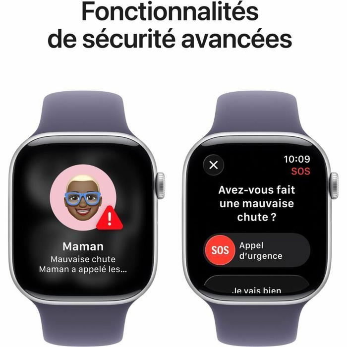 Apple Watch Series 11 GPS - 46mm - Boîtier Silver Aluminium - Bracelet Purple Fog Sport Band - M/L