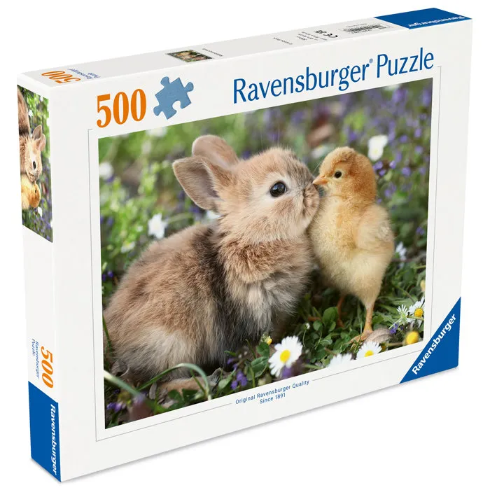 Ravensburger Puzzle 12001900 500 pièces - Lapin et poussin, Collection Bébés animaux, à partir de 12 ans