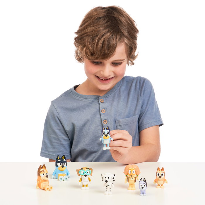 Moose - Pack de 8 Figurines Bluey - Collection Famille et Amis - Produit en Espagnol