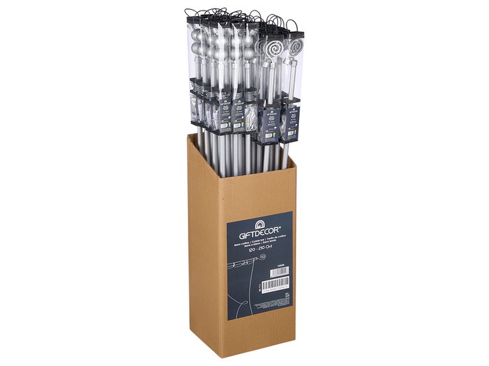 GIFTDECOR Barre à rideaux assortiment 120-210cm argentée GIFTDECOR Barre à rideaux assortiment 120-210cm argentée