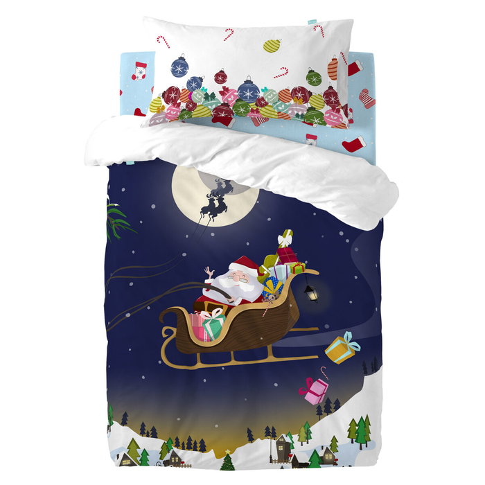 Drap housse HappyFriday XMAS Bleu Multicouleur 60 x 120 x 14 cm Drap housse HappyFriday XMAS Bleu Multicouleur 60 x 120 x 14 cm