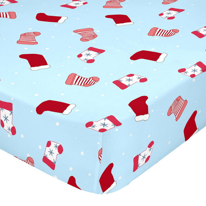 Drap housse HappyFriday XMAS Bleu Multicouleur 60 x 120 x 14 cm Drap housse HappyFriday XMAS Bleu Multicouleur 60 x 120 x 14 cm