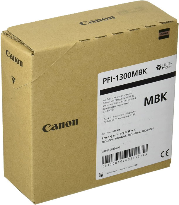 Canon PFI-1300 MBK Cartouche d'encre noir mat compatible PRO-2000 PRO-4000 PRO-6000 330ml Canon PFI-1300 MBK Cartouche d'encre noir mat compatible PRO-2000 PRO-4000 PRO-6000 330ml