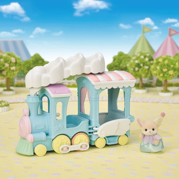 Sylvanian Families Le petit train à vapeur - 5702 avec bébé Fennec, jusqu'à 5 personnages, sièges mobiles