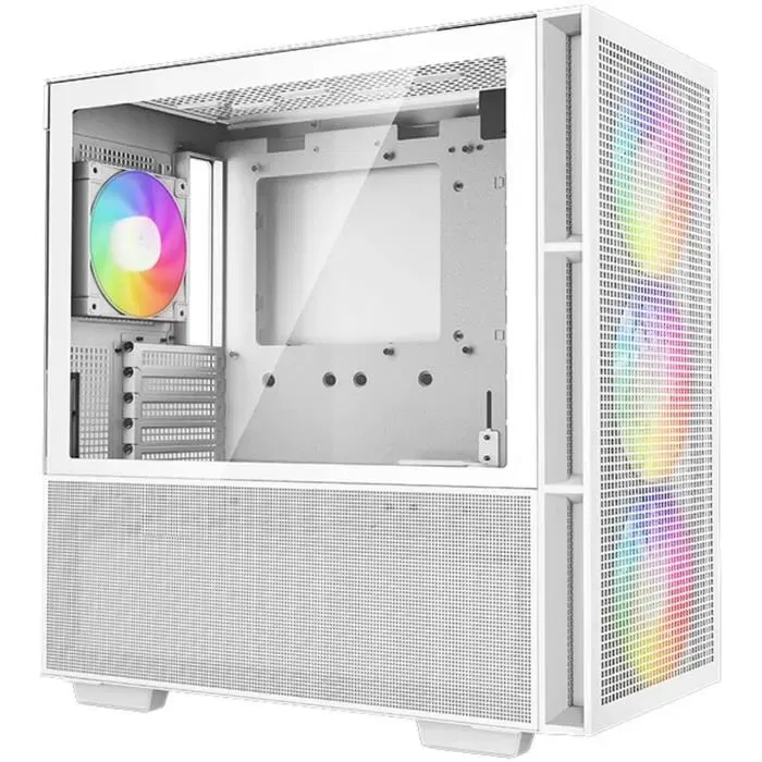 Deepcool CH560 Blanc - Boîtier PC Moyen Tour Compatible E-ATX - Façade Mesh avec 3 Ventilateurs A-RGB 140 mm - Verre Trempé - Connectique Type-C, USB 3.0