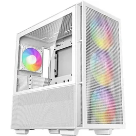 Deepcool CH560 Blanc - Boîtier PC Moyen Tour Compatible E-ATX - Façade Mesh avec 3 Ventilateurs A-RGB 140 mm - Verre Trempé - Connectique Type-C, USB 3.0