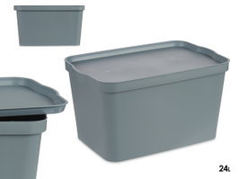 KIPIT Boîte de rangement en plastique avec couvercle 24L Gris