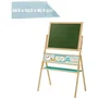 Roba Tableau Rotatif Double Face pour Enfants 'ABC Hibou' - Vert/Naturel - Face Craie et Magnétique, avec Horloge et Rangement - 68.5 x 42.5 x 110.5 cm