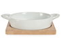 VESSIA Bandeja redonda con base bambu 12,5cm Blanco-Natural