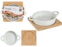 VESSIA Bandeja redonda con base bambu 12,5cm Blanco-Natural