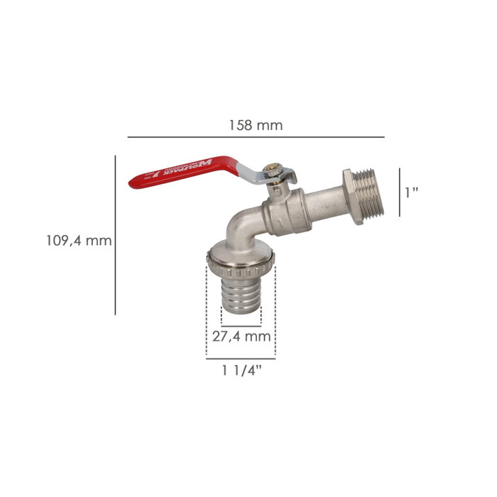 WOLFPACK LINEA PROFESIONAL Grifo Esfera 1 pouce Jardin