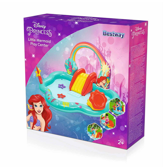 Bestway Piscine Gonflable Aire de Jeux Disney Sirenita 221x193x117cm+2 Ans Jardin 91097