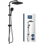 GROHE Vitalio Comfort 250 266982431 - Colonne de douche noire mate avec inverseur manuel, tête de douche 25 cm 2 jets, pommeau 11 cm et flexible 1.25 m - Économie d'eau