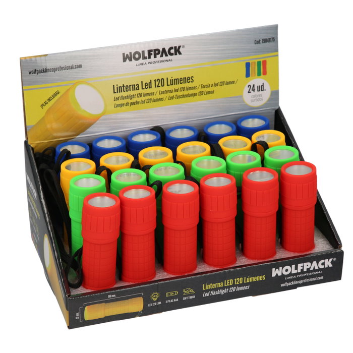 WOLFPACK LINEA PROFESIONAL Lampe torche LED Soft Touch 120 Lumens Couleurs Assorties