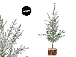 Krist+ Arbre de Noël 33 cm avec finition neige, plastique et bois (Set de 48)