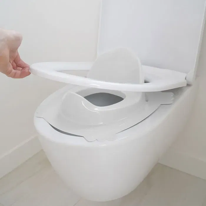 Thermobaby Réducteur de WC LUXE Blanc Muguet - Siège réducteur pour enfant, dossier haut confortable, installation facile et adapté à toutes les cuvettes