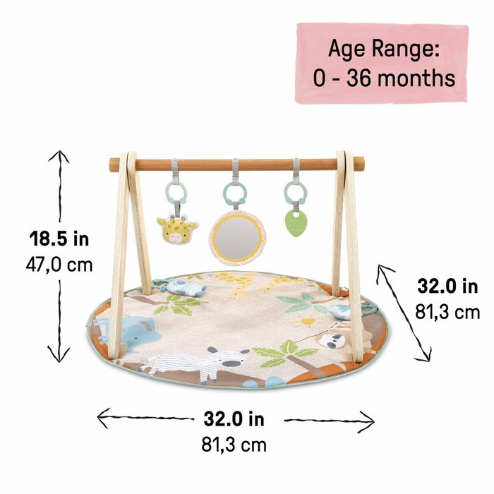 Ingenuity Tapis d'éveil WonderWood pliable avec arche en bois, beige et multicouleur