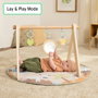 Ingenuity Tapis d'éveil WonderWood pliable avec arche en bois, beige et multicouleur