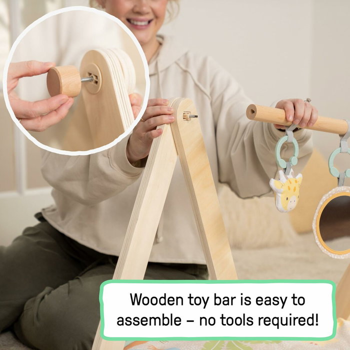 Ingenuity Tapis d'éveil WonderWood pliable avec arche en bois, beige et multicouleur