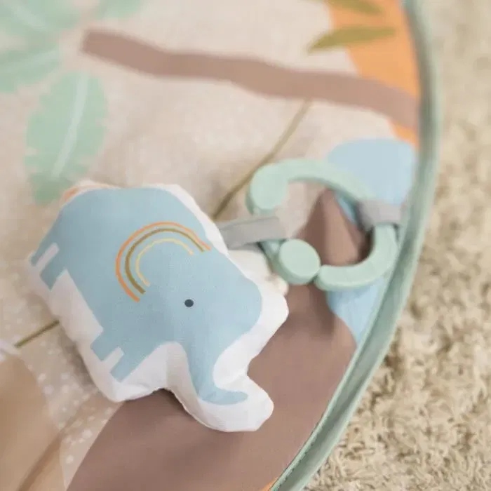 Ingenuity Tapis d'éveil pliable bébé WonderWood avec arche de jeux en bois, miroir et 5 jouets sensoriels pour le développement