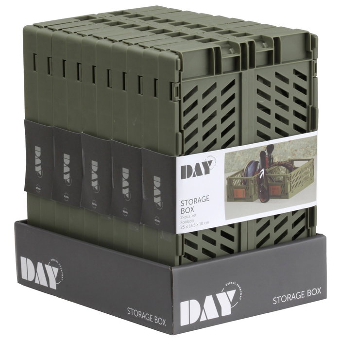 Day Lot de 2 boîtes de rangement pliables Vert olive