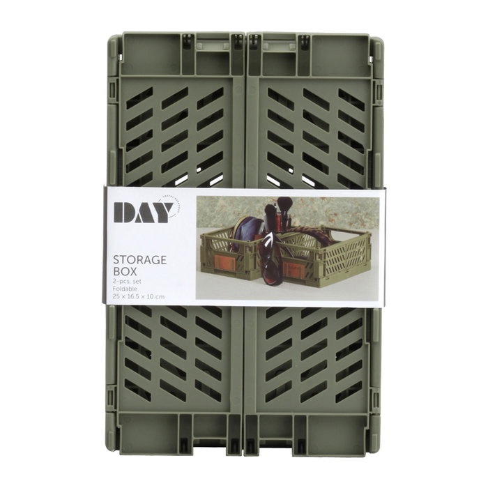 Day Lot de 2 boîtes de rangement pliables Vert olive