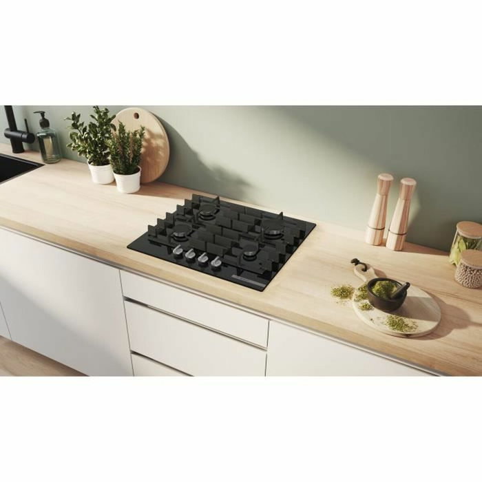 Bosch Table de cuisson à gaz Série 6 PPP6A6I40, 4 foyers, Noir