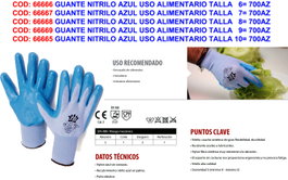 Gants en nitrile bleu usage alimentaire taille 9 700AZ TOUCH