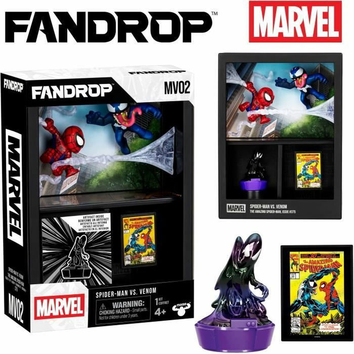 Fandrop Spider-Man vs Venom - Vitrine avec scène culte, mini affiche et artefact - 18 cm Fandrop Spider-Man vs Venom - Vitrine avec scène culte, mini affiche et artefact - 18 cm