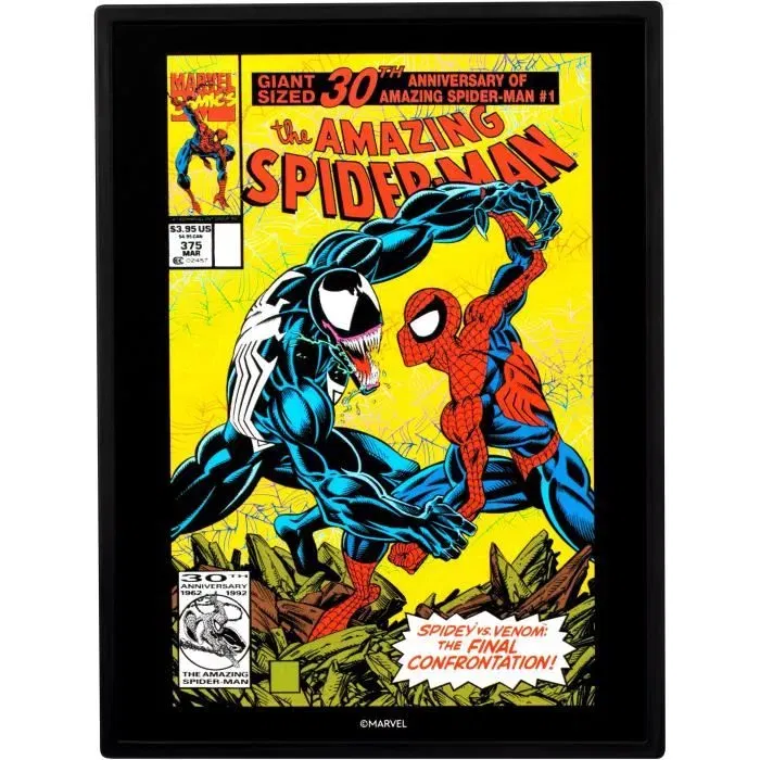 Fandrop - Figurine Collection STAR WARS Spider-Man vs Venom avec scène culte - Vitrine avec mini affiche et artefact - 18 cm