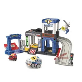 VTECH TUT TUT BOLIDES SERIE PRO Super Poste de Police Interactif avec Véhicule Électronique Chris, Hélicoptère, Prison Détachable - Jouet Enfant 2-6 ans