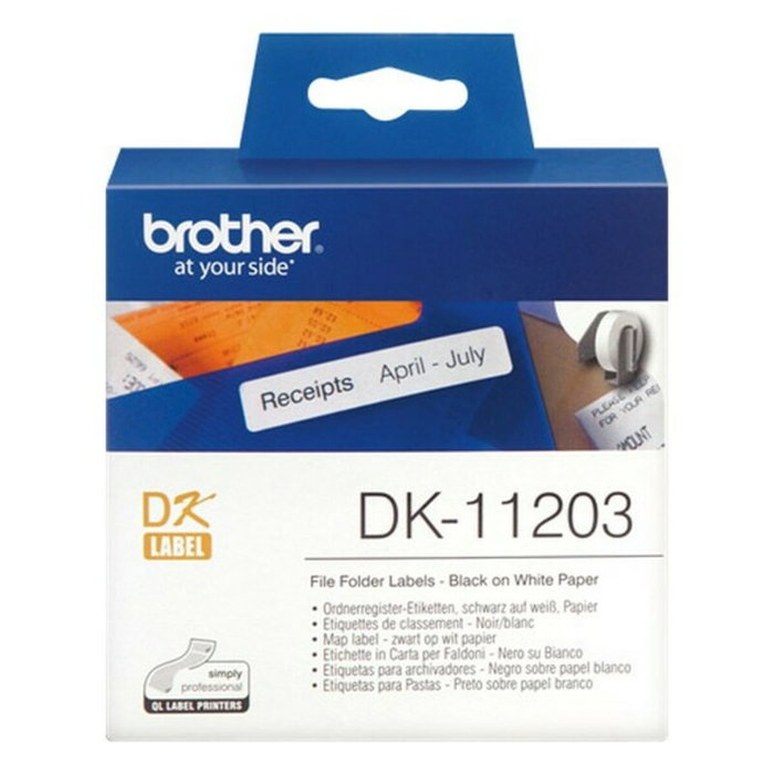 Etisuettes Brother DK-11203 Blanc Noir Noir/Blanc Papier Etisuettes Brother DK-11203 Blanc Noir Noir/Blanc Papier
