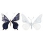 DKD Home Decor Décorations de Noël Polyester Papillon (2 Unités) (23 x 3 x 19 cm) de couleur bleu ciel, blue marine et celeste