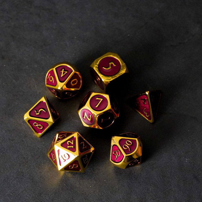 FanRoll Pack de 7 Dés Gold avec Émail Violet