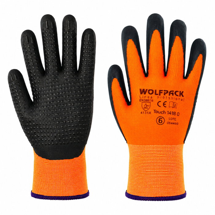 WOLFPACK LINEA PROFESIONAL Gants en nylon avec paume en mousse et points en nitrile 10 pouces WOLFPACK LINEA PROFESIONAL Gants en nylon avec paume en mousse et points en nitrile 10 pouces