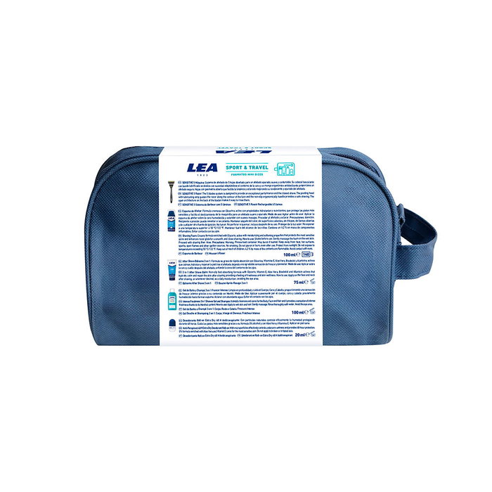 Lea Coffret de voyage homme 6 pièces - Rasoir, mousse, baume, gel shampoing 3 en 1, soin et déodorant roll-on extra sec - Unisexe
