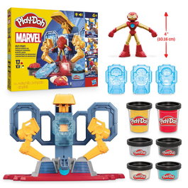 HASBRO Play-Doh Marvel Iron Man - Laboratoire d'Armures avec Figure, Moulages, Plastilina et Effets Lumineux - Jeu Créatif Enfant +4 Ans