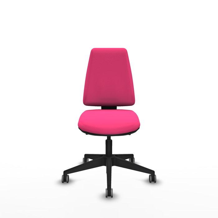 Chaise Elche Asynchrone Cuir écologique Rose Base pyramidale noire Sans accoudoirs Sans appui-tête Roulettes 65mm pour moquette