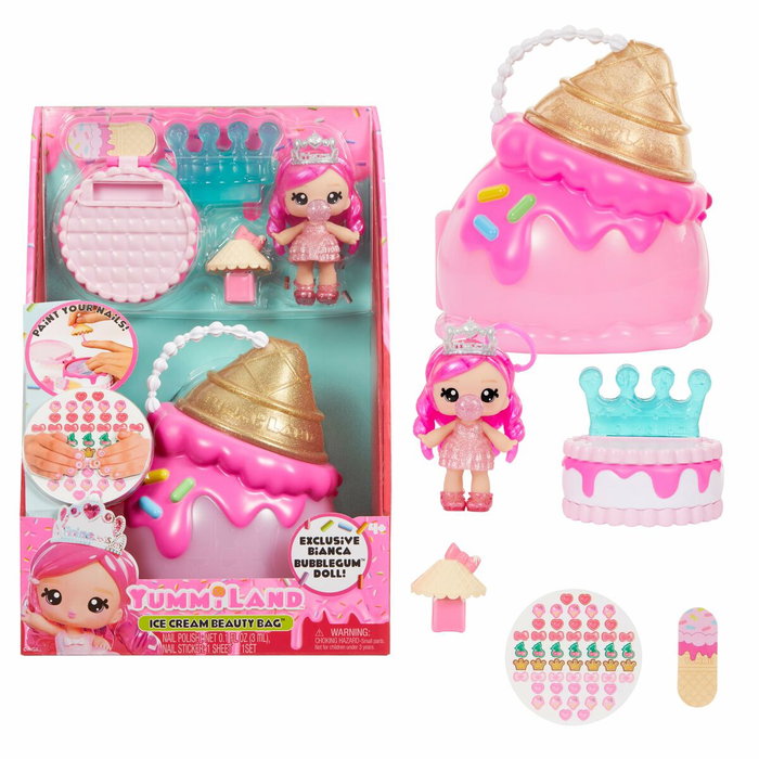 MGA Yummiland Beauty Bag Playset avec Poupée Bianca Chewing-gum et Sac de Beauté Glacé