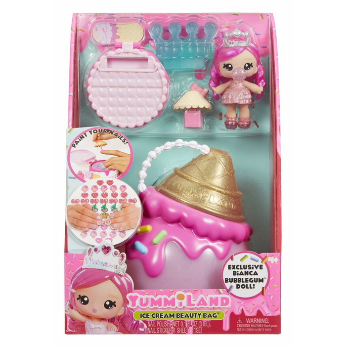 MGA Yummiland Beauty Bag Playset avec Poupée Bianca Chewing-gum et Sac de Beauté Glacé